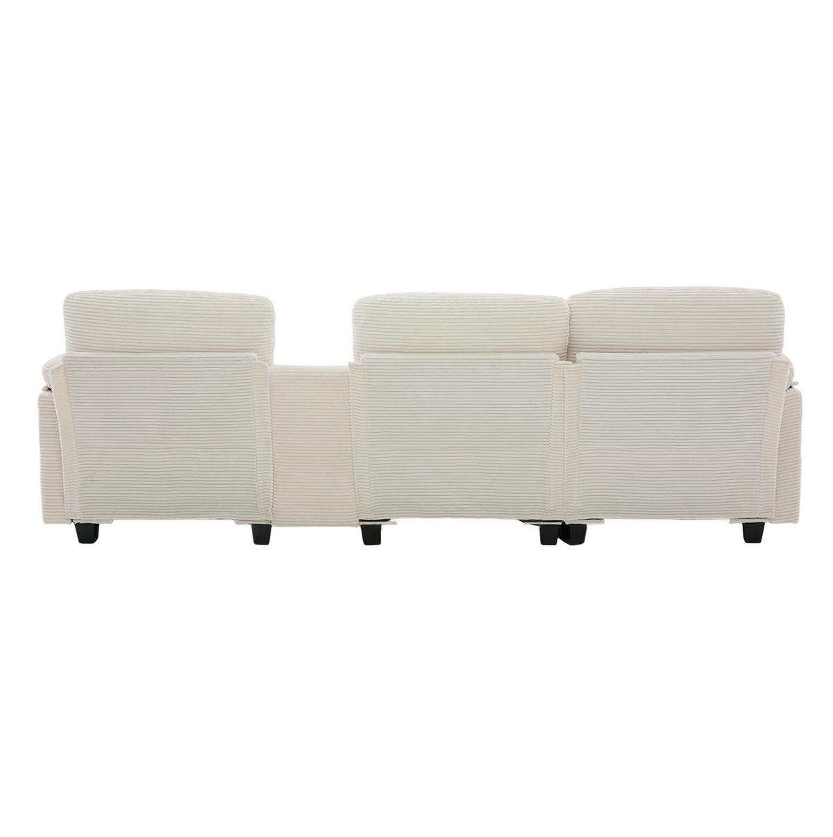 ECKSOFA L-Form mit verschiebbarer Mittelkonsole & USB-C-Anschluss Beige 266/136/82 cm - Beige, Textil (266/136cm) - OKWISH