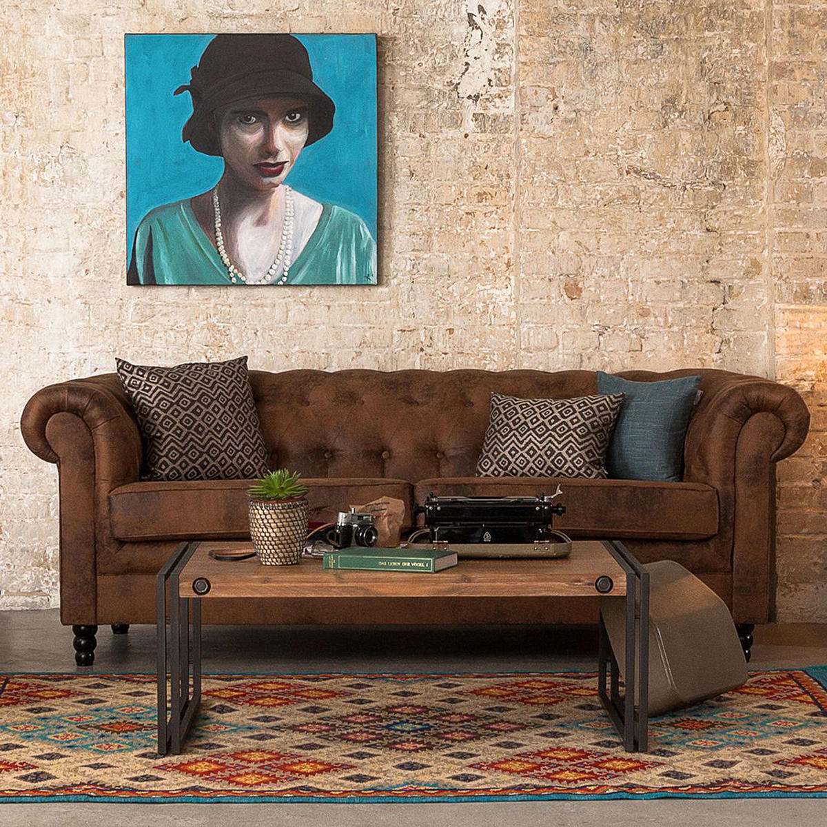 COUCHTISCH 110 cm - Akazie massiv / Metall - Akazie / Anthrazit - Akaziefarben/Grau, Holz/Metall (70/110/35cm) - home24