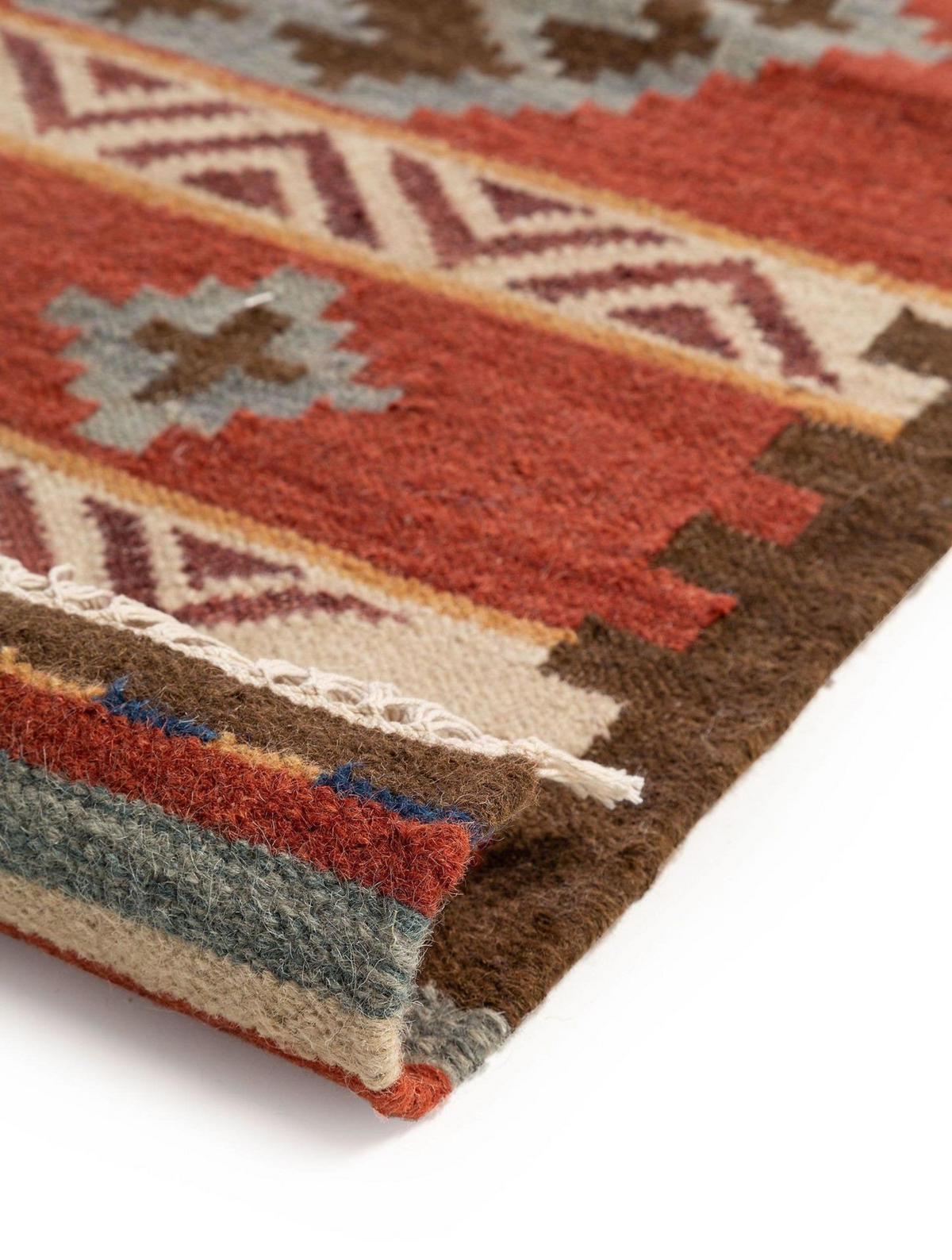 KELIM handgewebt Zohra Multicolor/Rot 200x300 cm - Rot/Multicolor, Textil (200/1cm) - KUNSTLOFT