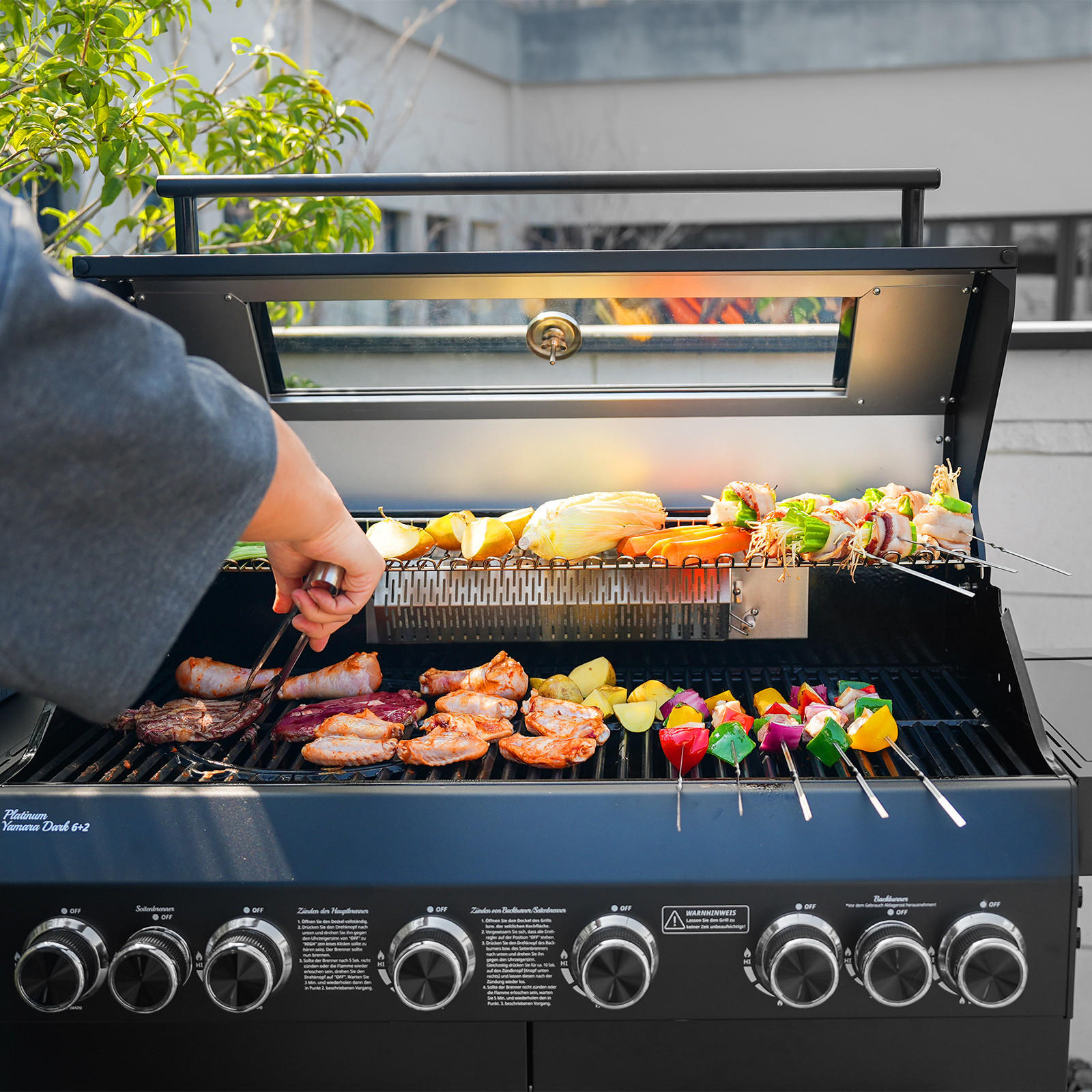 GASGRILL Platinum Yamara Dark 6+2 - Schwarz, Metall (159/117/55cm) - TAINO