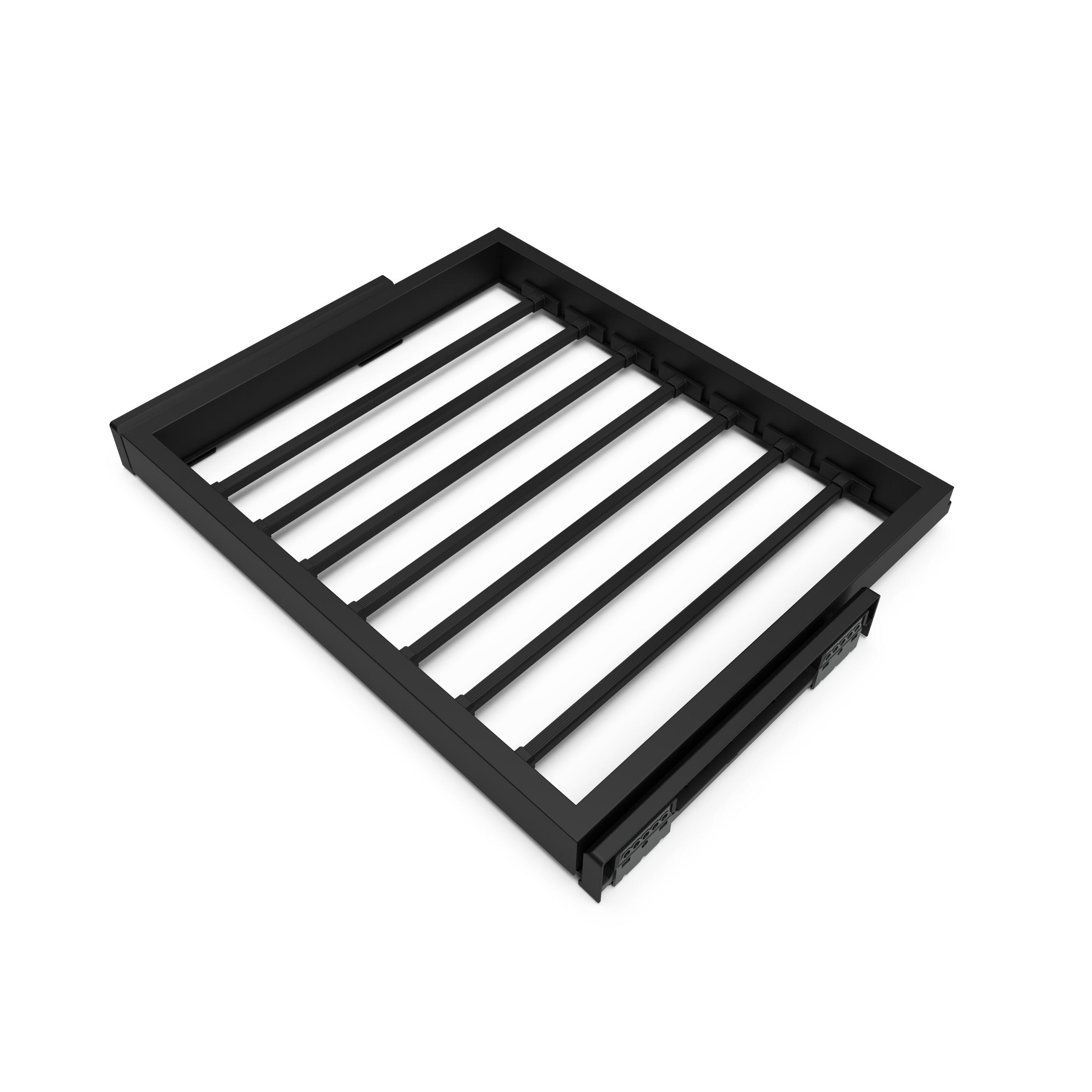 HOSENTRÄGER und sanft schließendem Gleitrahmen für Kleiderschränke, verstellbar, Modul 600mm, Schwarz texturiert 7er-set - Schwarz, Metall (55/15/52.5cm) - EMUCA