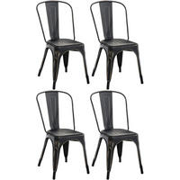 BESUCHERSTUHL 4er Set Metall schwarz-gold - Goldfarben/Schwarz, Metall (44/89/48cm) - CLP