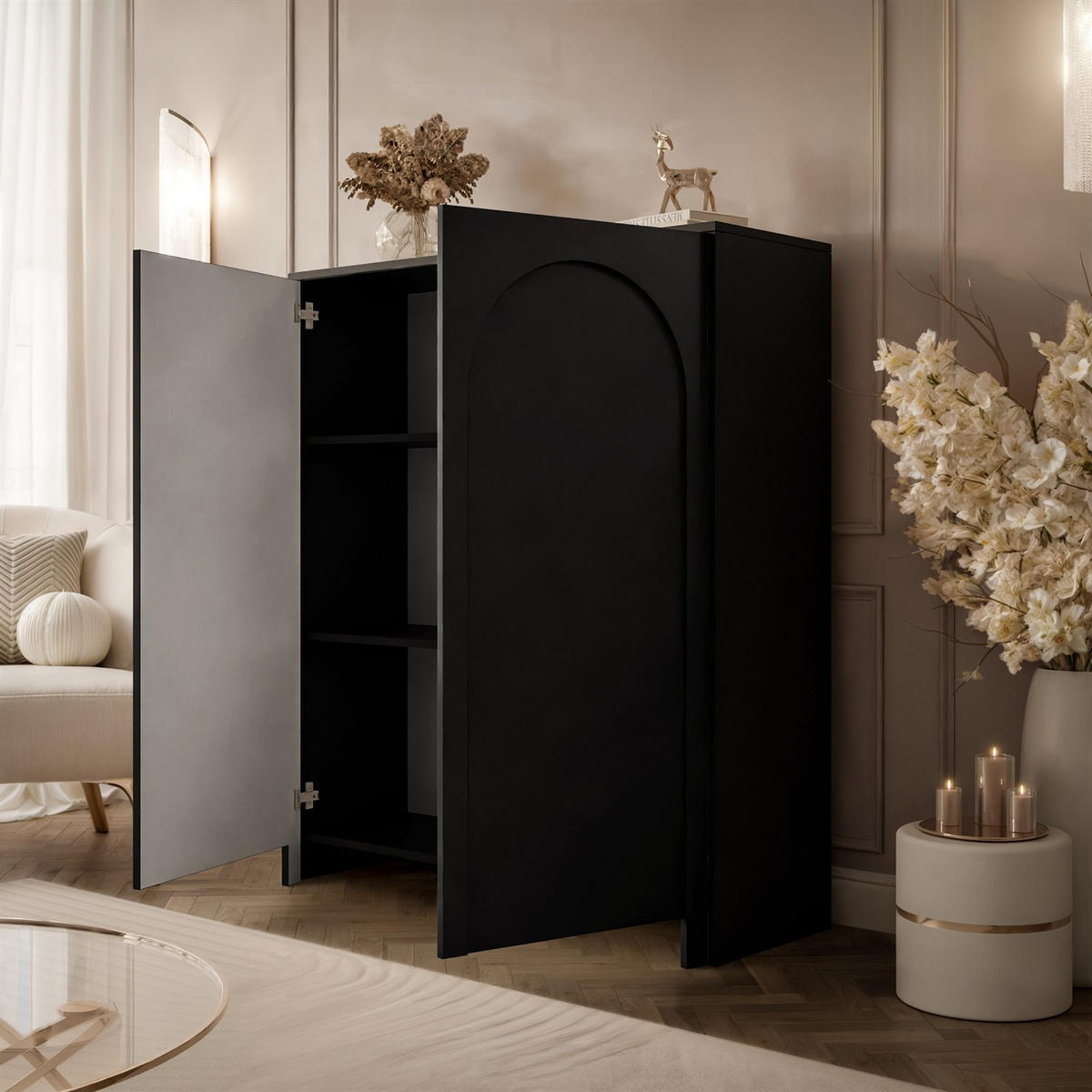 HIGHBOARD ARIADNA schwarz - Schwarz, Holzwerkstoff (104/119/35cm)