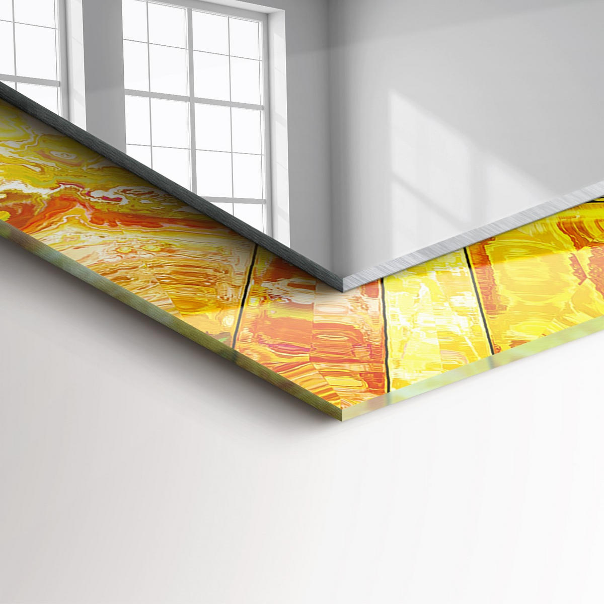 SPIEGEL 60 x 60 cm Rechteckig mit Aufdruck - Currygelb/Multicolor, Glas (60/60/0.4cm) - TULUP