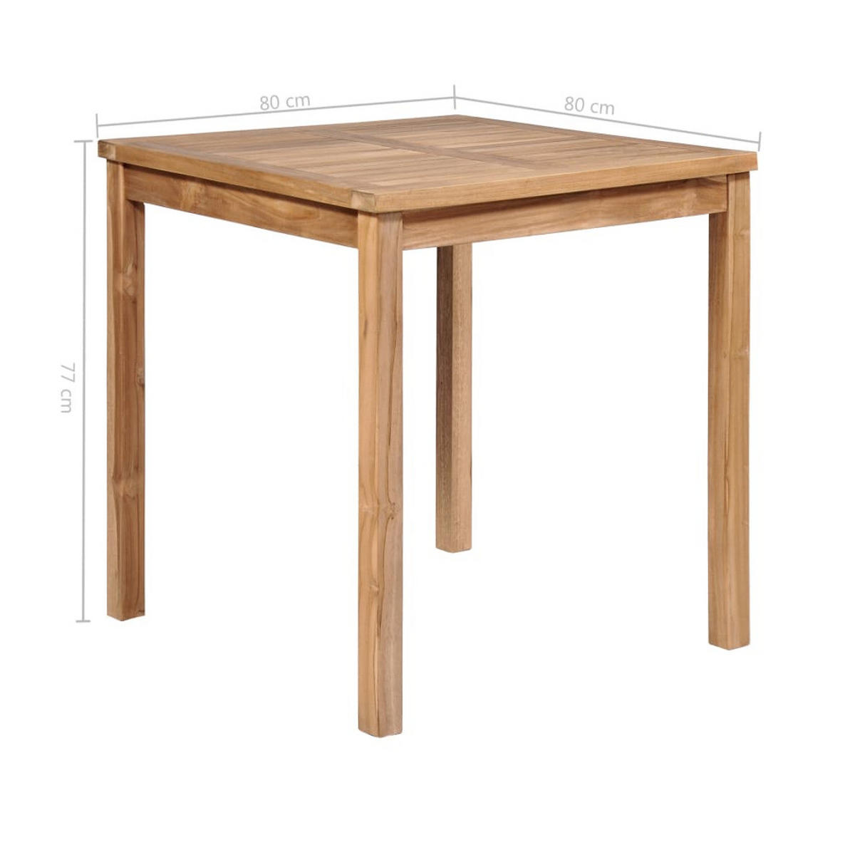 GARTENTISCH 80X80X77 CM MASSIVHOLZ TEAK - Naturfarben, Holz (80/80/77cm) - vidaXL