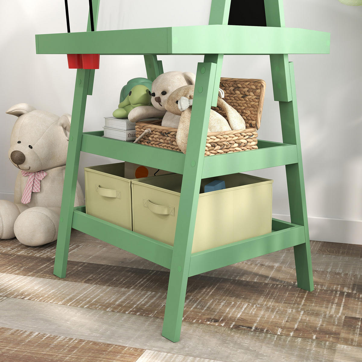 MALTAFEL DE-18199 3-in-1 mit Magnet- & Kreidetafel Grün - Grün, Holzwerkstoff (48/118/59cm) - ComfortXL