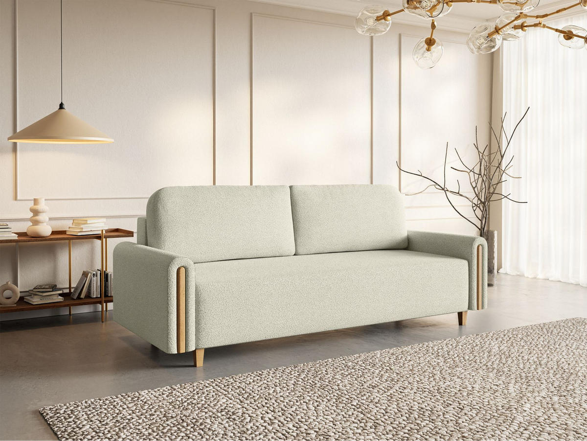 3-SITZER SCHLAFSOFA Majla Creme - Eichefarben/Creme, Holz/Textil (236/93/97cm) - Selsey