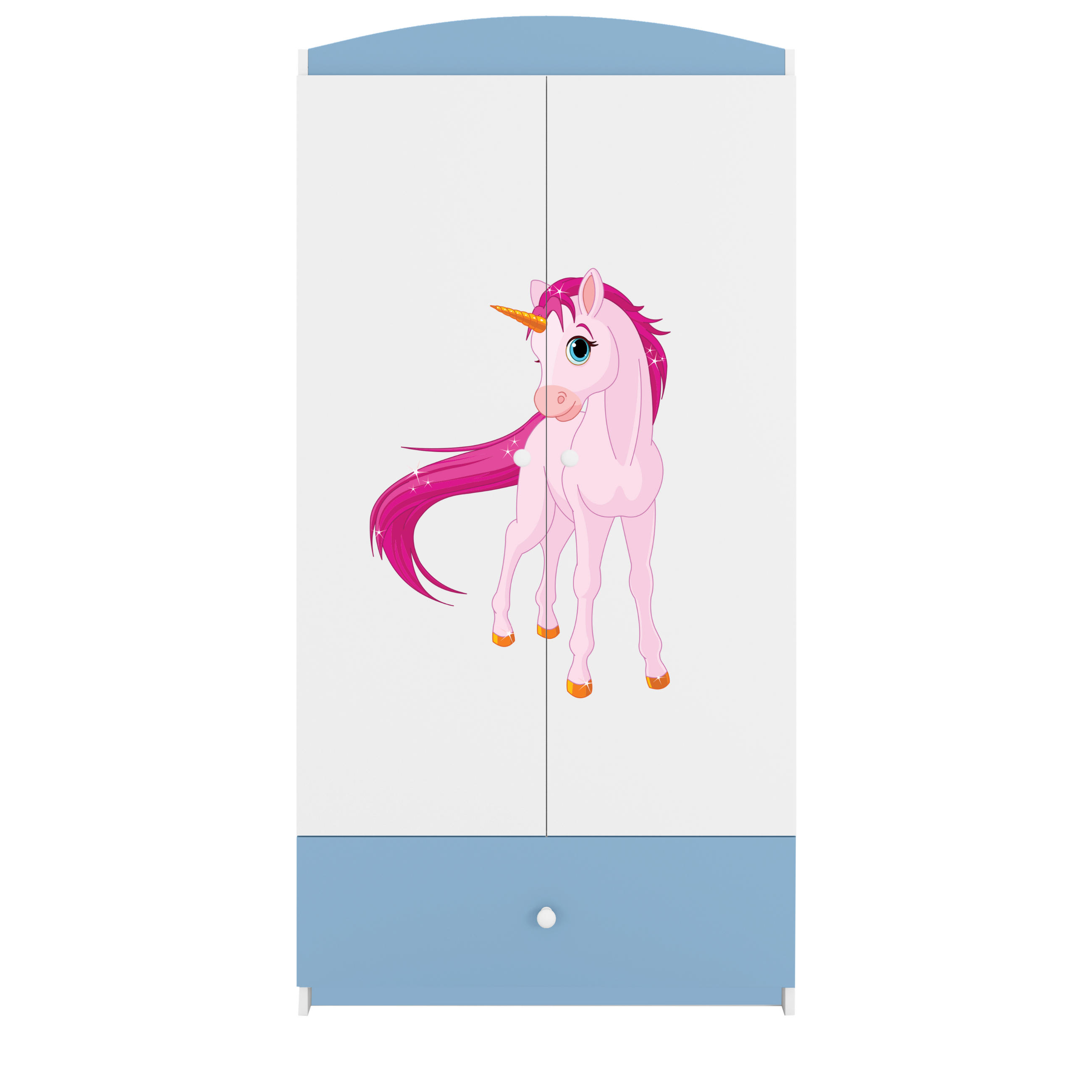 KINDERKLEIDERSCHRANK Einhorn - Blau, Holzwerkstoff (90/175/52cm) - RAUMHIRSCH FURNITURE