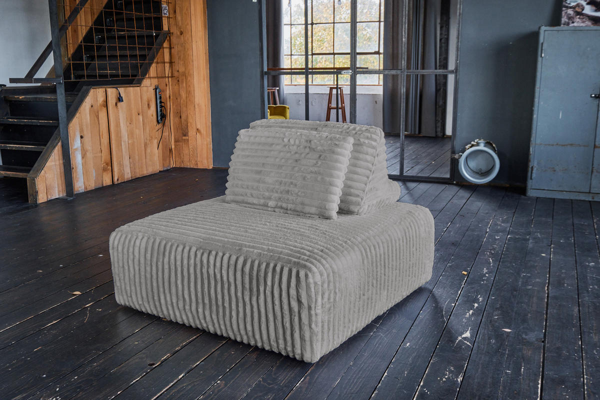 HOCKER MIT RÜCKENKISSEN WIOLO SOFT Grau Cord - Schwarz/Grau, Kunststoff/Textil (111/84/111cm) - KAWOLA