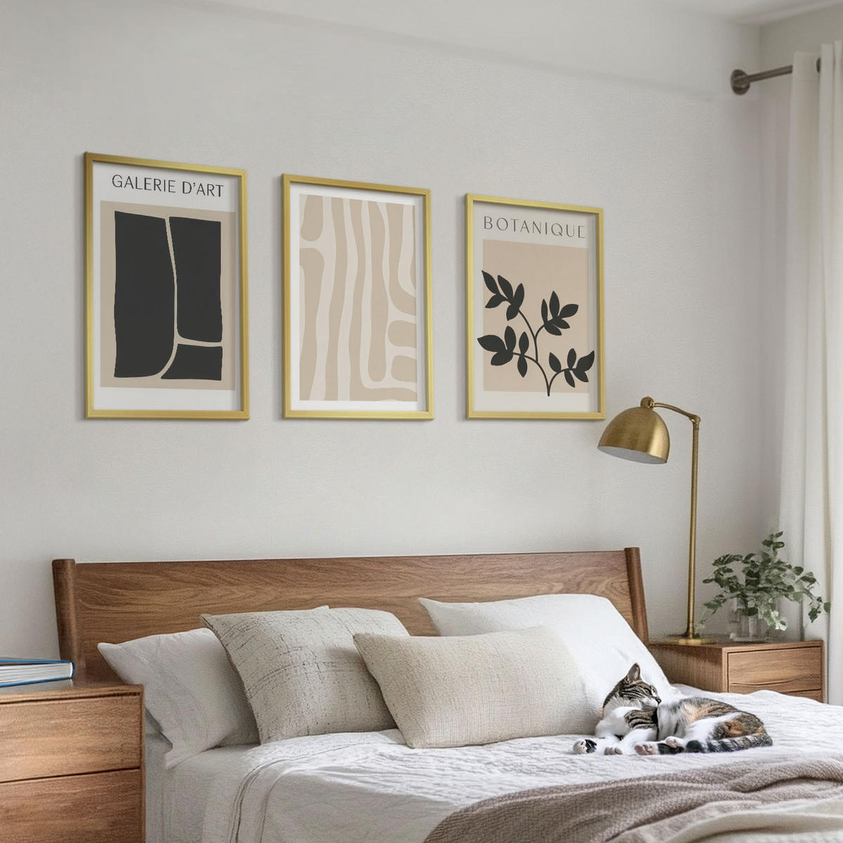 WANDBILDER 3er Set - 40x60 cm Goldrahmen - Abstrakte Pflanzenformen - Goldfarben, Kunststoff (40/60cm) - ArtPrintCave