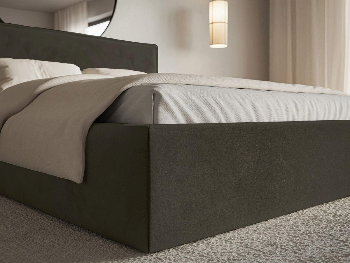 POLSTERBETT Softie Dunkelgrün Velours 140x200 - Dunkelgrün, Textil (140/200cm) - Selsey