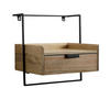 NACHTTISCH Mango Massivholz Wandmontage Schublade Boxspringbett, Beige 44x35x45 cm - Beige/Schwarz, Holz/Metall (44/45/35cm) - KADIMA DESIGN