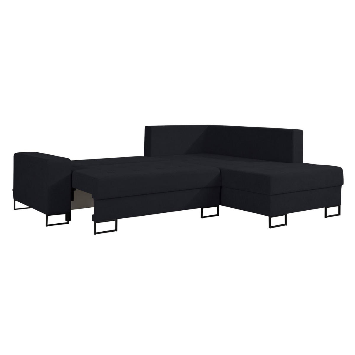 ECKSOFA Larelle Graphit Chenille 245 cm - Schwarz, Textil/Metall (200/245cm) - Selsey