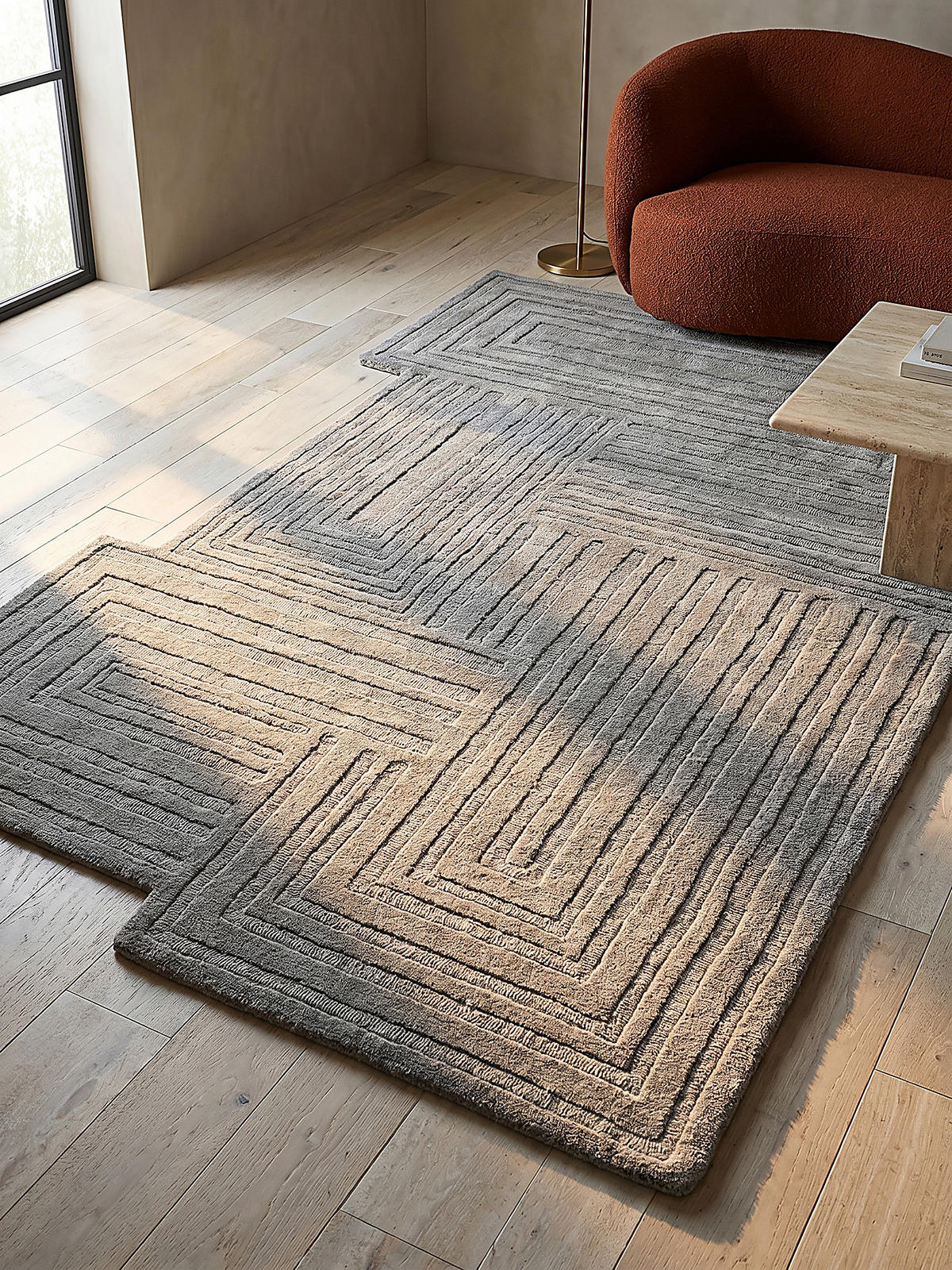 WOLLTEPPICH LEVEN, geometrisch, Grau, 160 x 230 cm - Grau, Textil (230/160cm) - KADIMA DESIGN