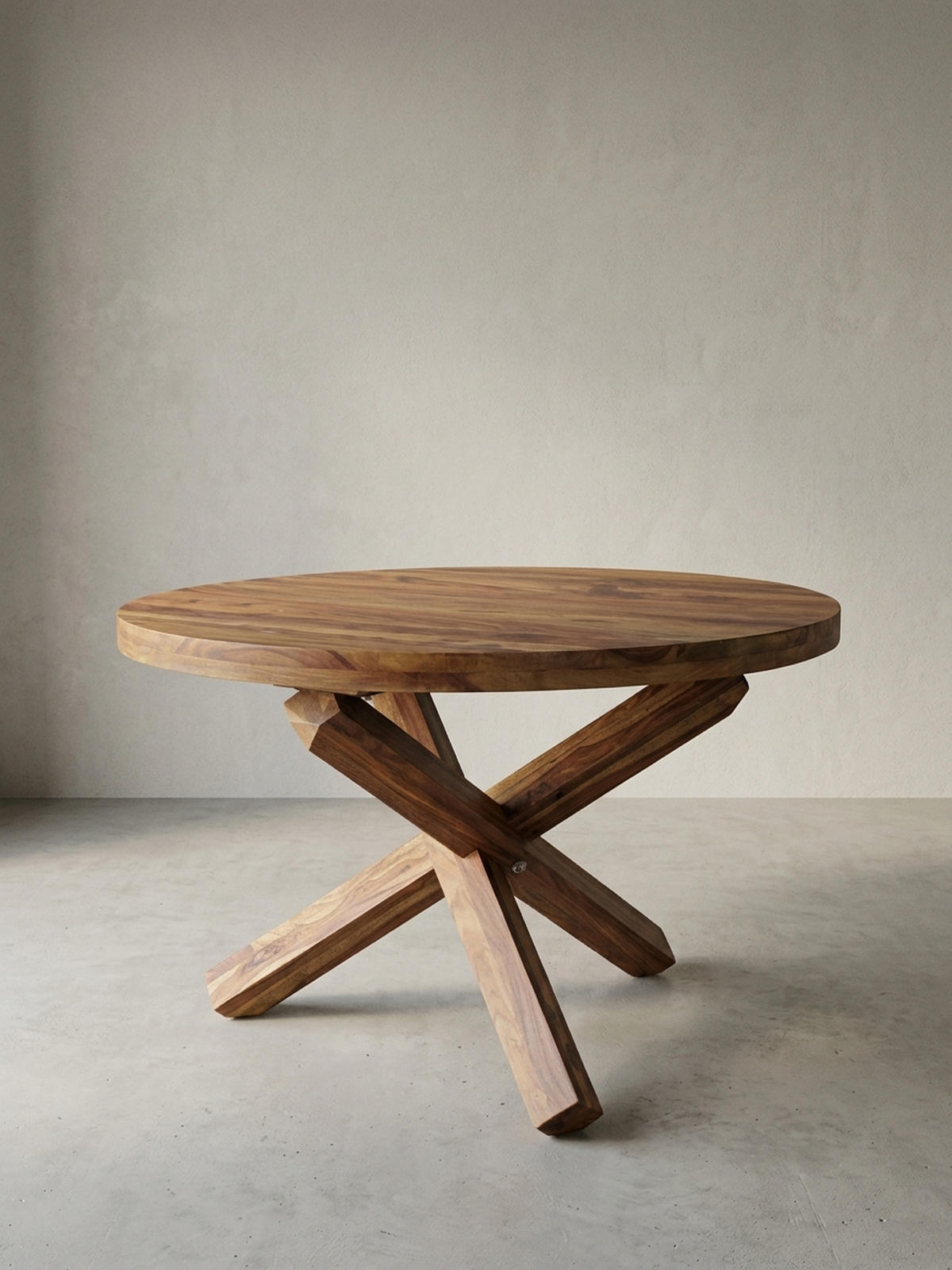 ESSTISCH Massivholz Rund Kreuzbeine Handgefertigt TEKO, Braun 120x120x75 cm - Braun, Holz (120/120/75cm) - KADIMA DESIGN