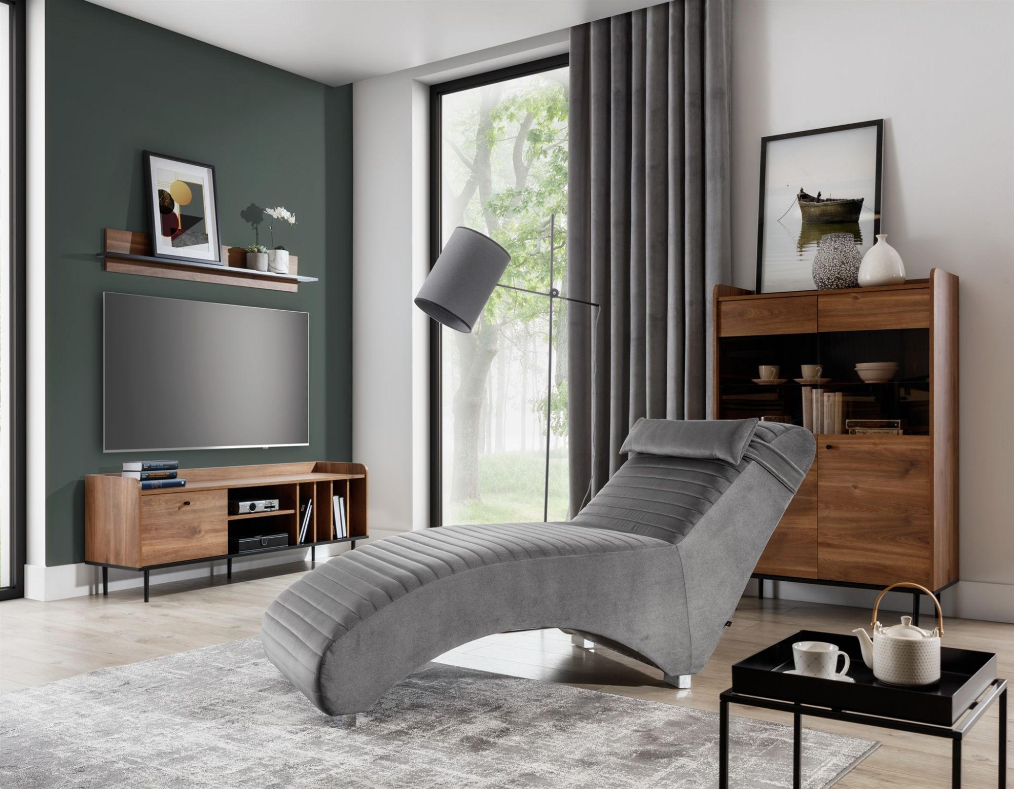 RELAXLIEGE Abramo In Kronos - Dunkelgrau, Holzwerkstoff/Textil (73/80/170cm) - Fun Möbel