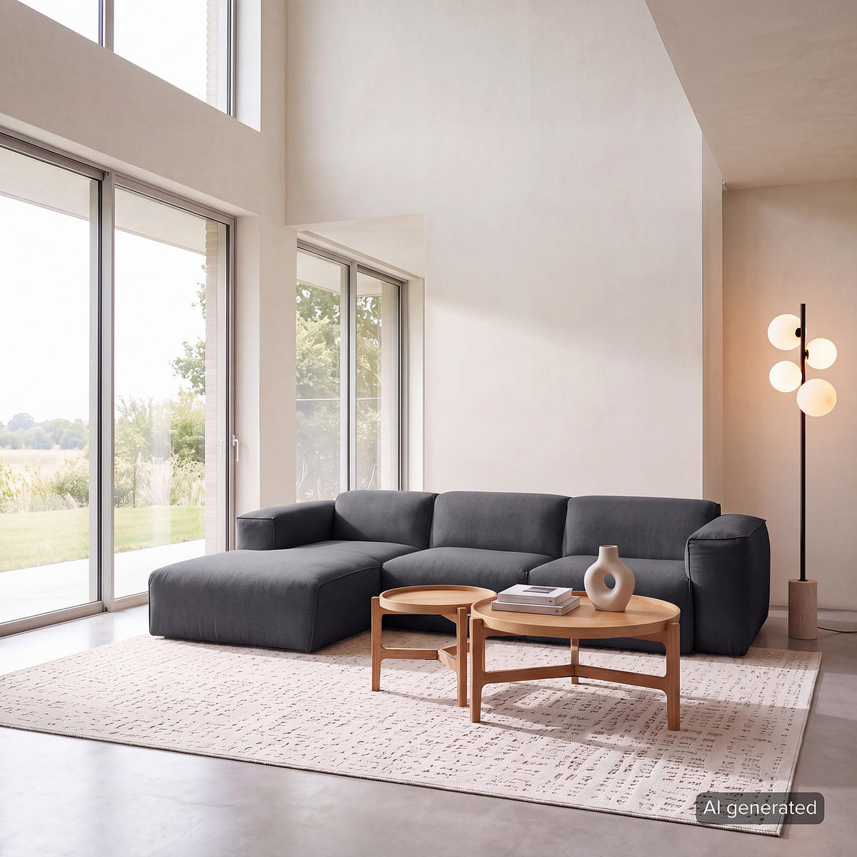 3-SITZER ECKSOFA mit Longchair - Schwarz/Grau, Kunststoff/Textil (284/173cm) - home24