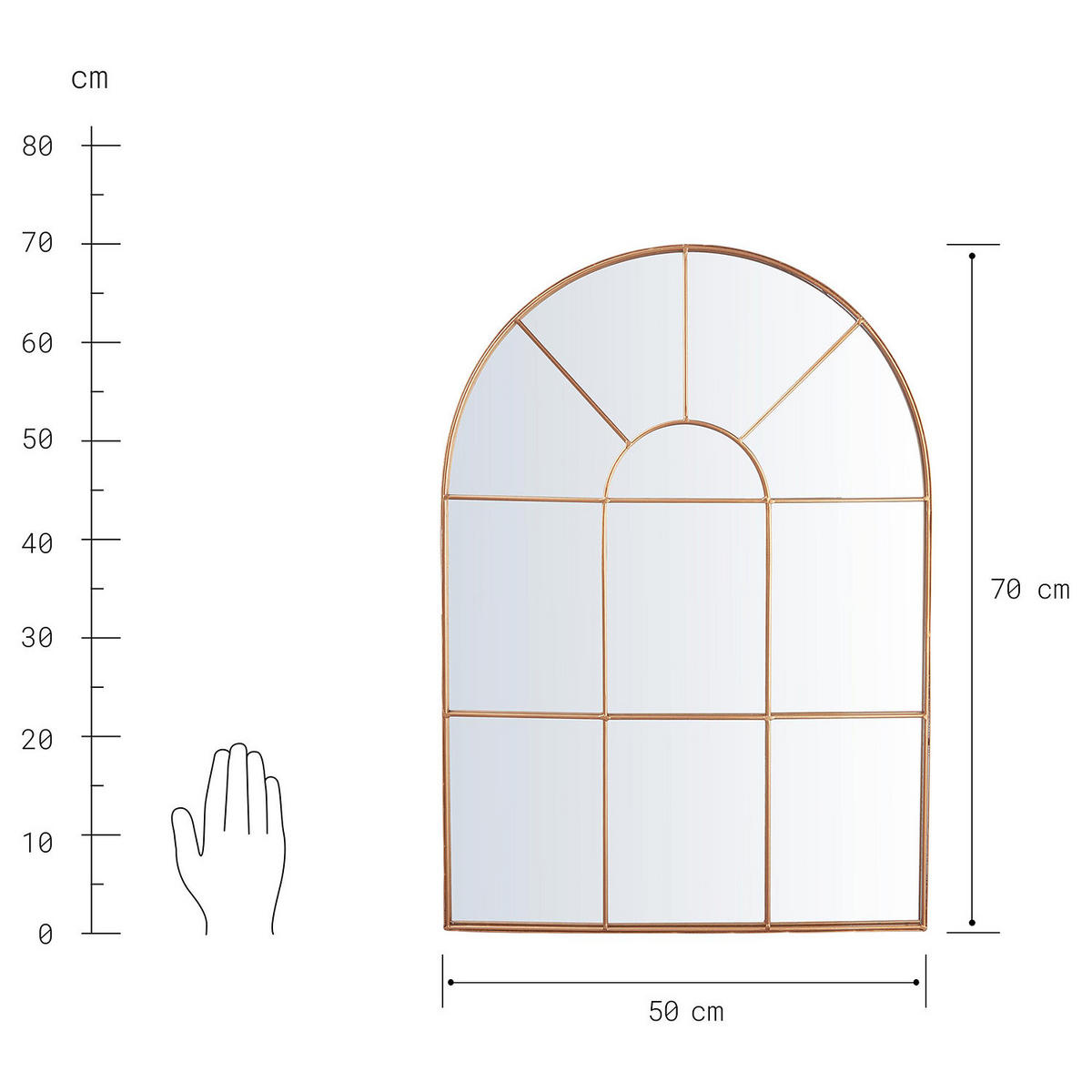 FENSTERSPIEGEL Finestra - Goldfarben, Glas (50/70/2cm) - Butlers