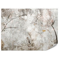 FOTOTAPETE für Wohnzimmer Vintage Blätter Blumen Beton Abstrakt 450x315 - Gelb/Orange, Papier (450/315cm) - Muralo