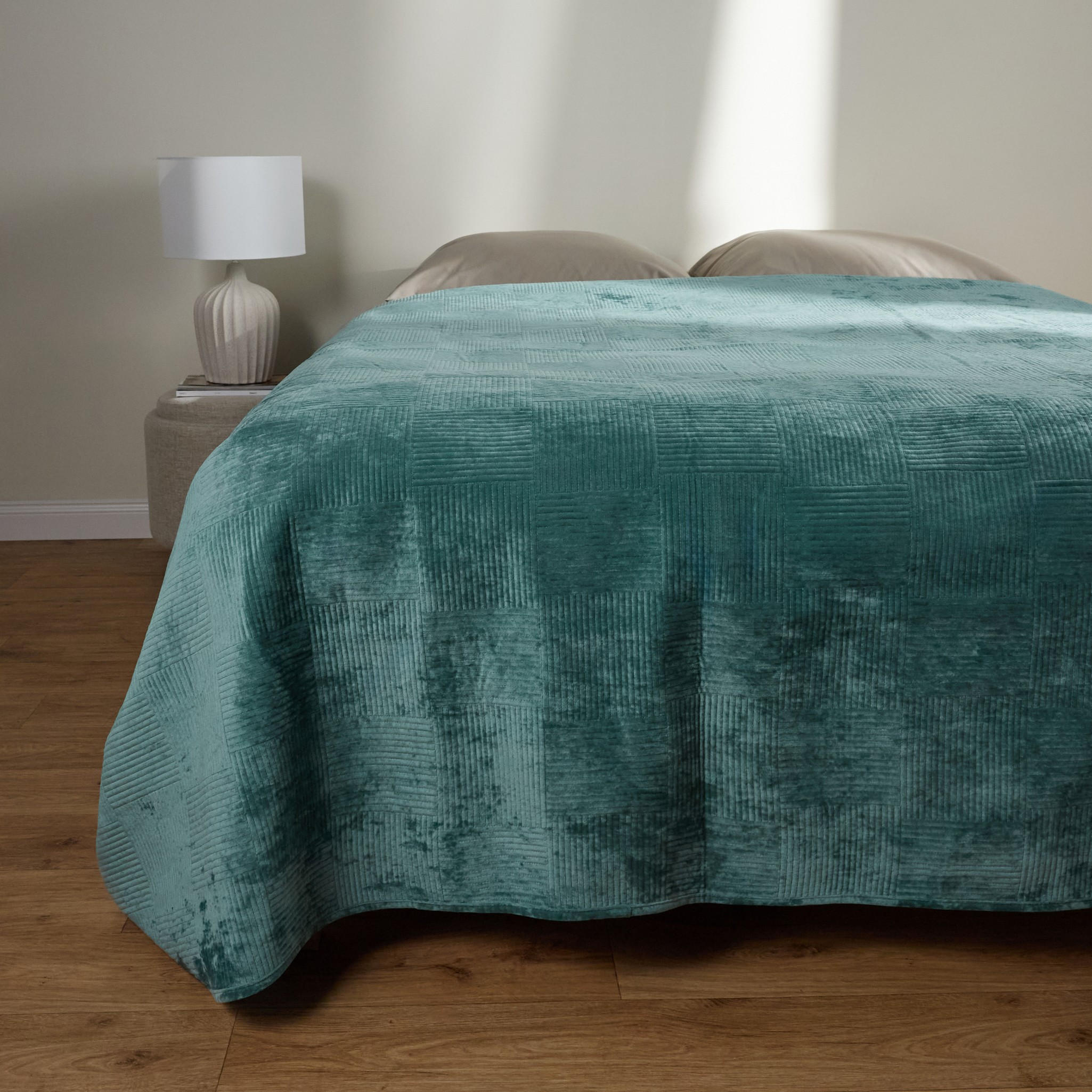 TAGESDECKE Quadron - Türkis, Textil (200/220cm) - home&you