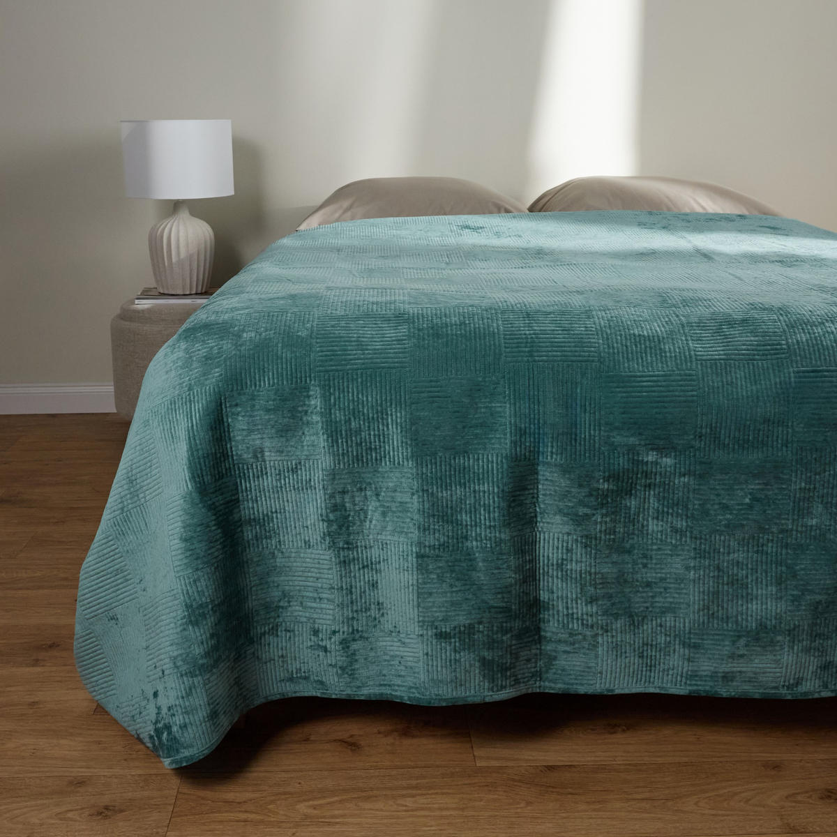 TAGESDECKE Quadron - Türkis, Textil (200/220cm) - home&you