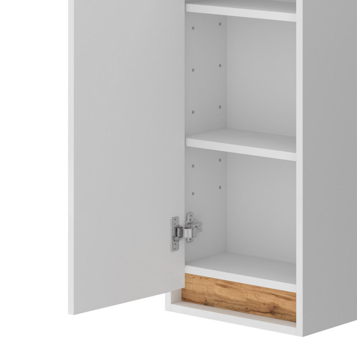 BADSCHRANK Detmold Weiß Hochglanz/Goldkraft Eiche 81.6 x 35 cm mit Tür - Honigeiche/Weiß Hochglanz, Holzwerkstoff (81.6/35/20cm) - Vicco