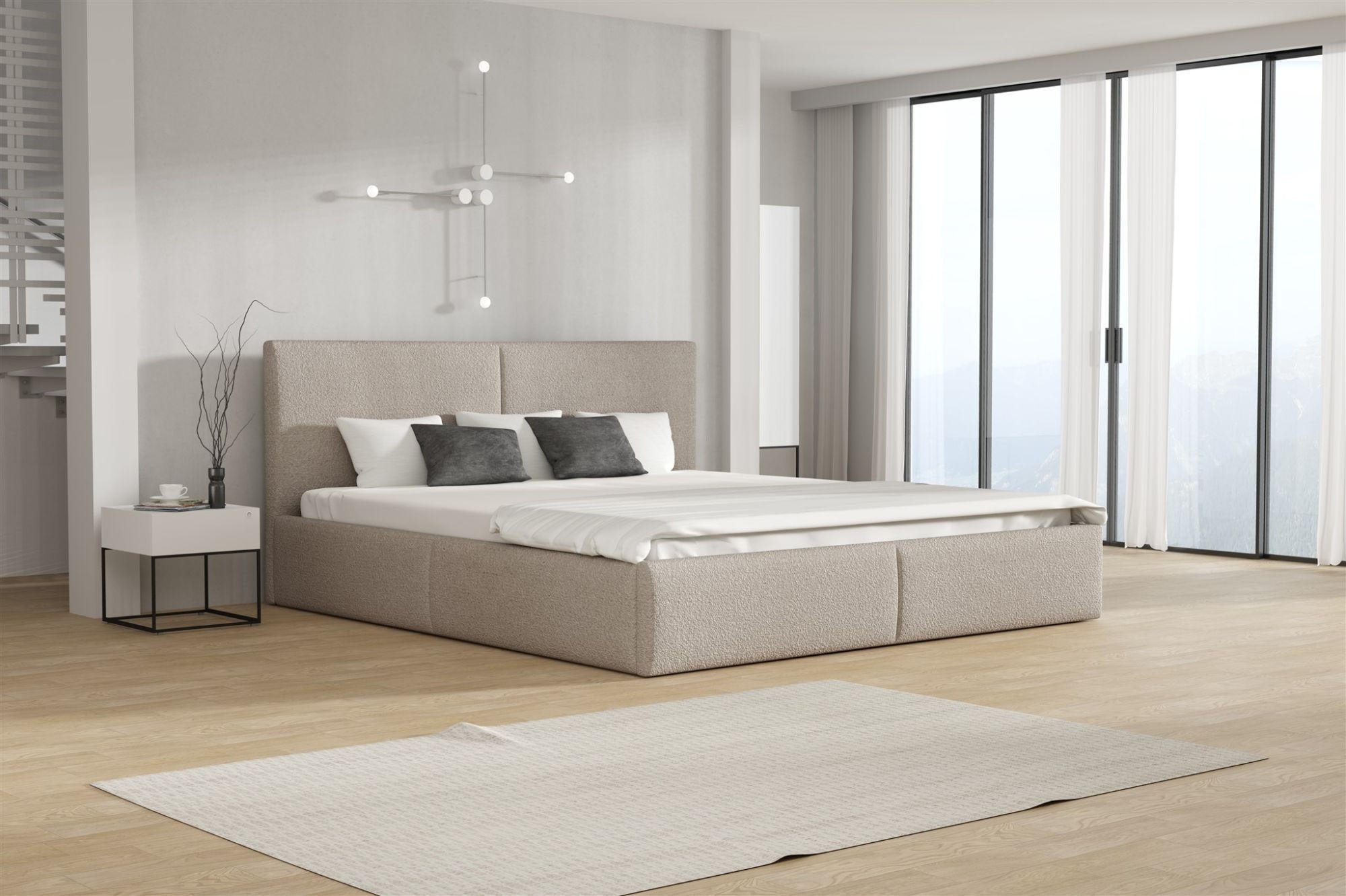 POLSTERBETT Bergen Freya Komplett - Taupe, Holzwerkstoff/Textil (140/200cm) - Fun Möbel