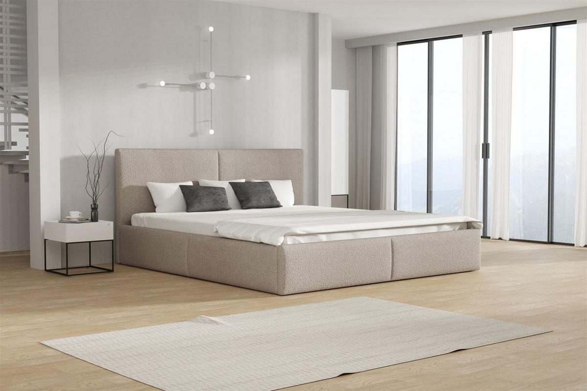 POLSTERBETT Bergen Freya Komplett - Taupe, Holzwerkstoff/Textil (160/200cm) - Fun Möbel