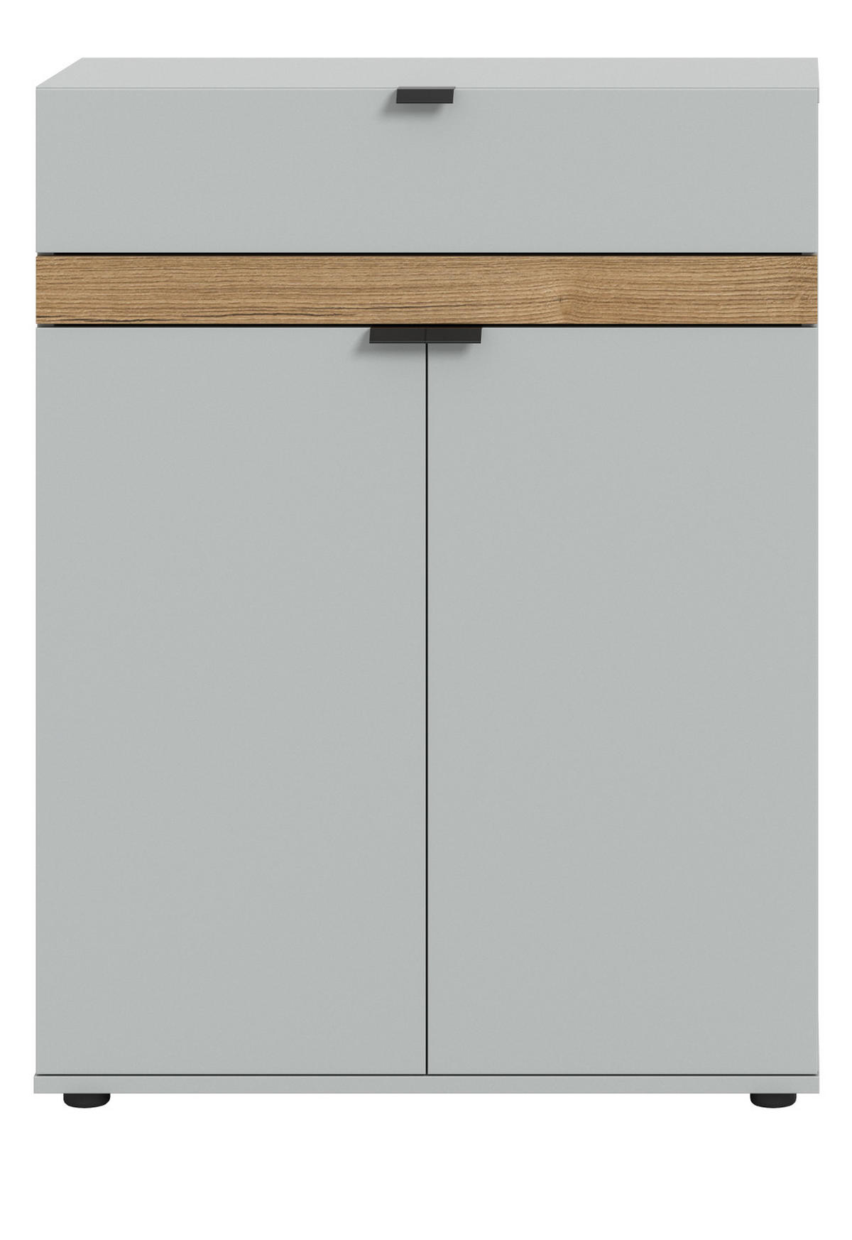 SCHUHSCHRANK grau, Evoke Eiche 75 x 98 cm, Flur Kommode mit Soft-Close - Eichefarben/Schwarz, Holzwerkstoff/Kunststoff (75/98/37cm) - Inn.Furn