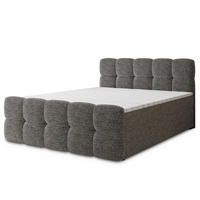 BOXBETT BRUME 160x200 cm mit Matratze und Topper, H2+H3 - Grau - Grau, Holz (160/200cm) - MASSENO