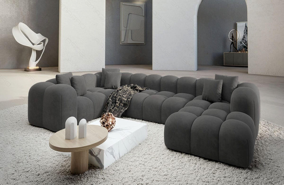 WOHNLANDSCHAFT Cloud Dunkelgrau Samtstoff - Dunkelgrau, Kunststoff (314/72/184cm)