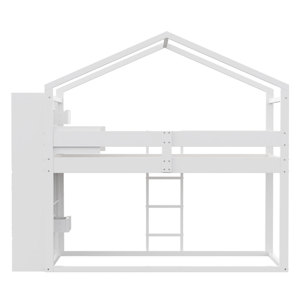 POSCHODOVÁ posteľ 90/200 cm biela s úložným priestorom z masívu a MDF - biela, drevo (90/200cm) - OKWISH