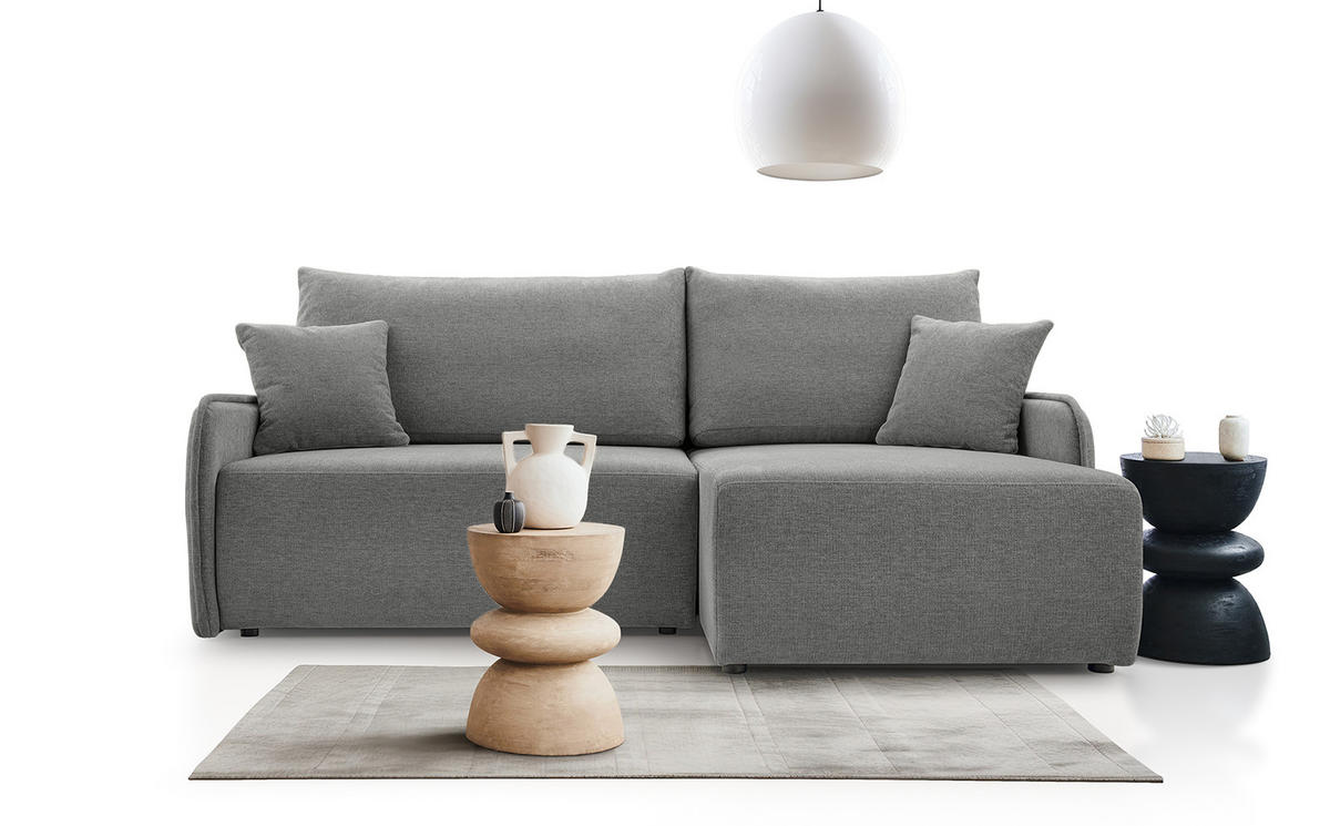 ECKSOFA BLIKO mit Schlaffunktion, Grau - Grau, Textil (198/150cm) - Fedve