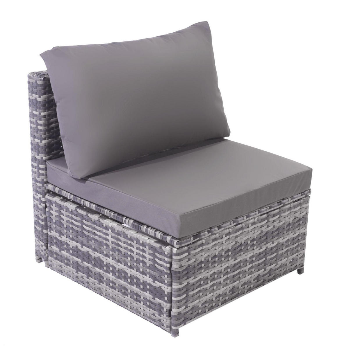 GARTENLOUNGE-SET 194/70/157 cm mit versenkbarem Sonnendach, modularen Elementen und Beistelltisch aus Polyrattan, Grau - Grau, Kunststoff - Redom