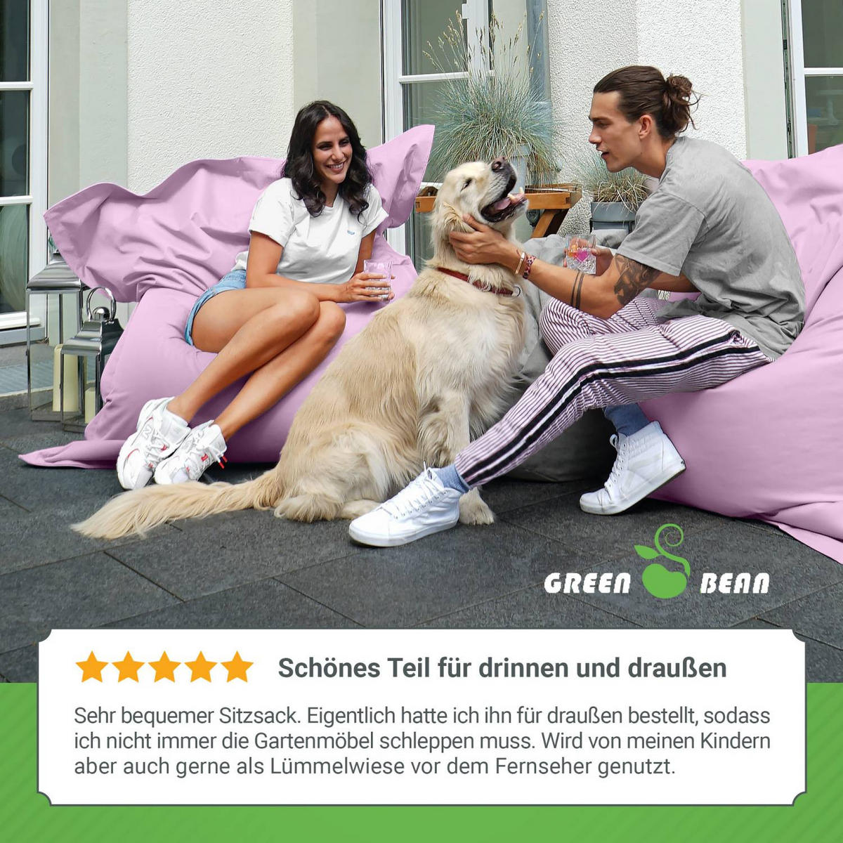 RIESEN-SITZSACK "Square" 140x180cm 380 L - Flieder, Textil (140/25/180cm) - Green Bean