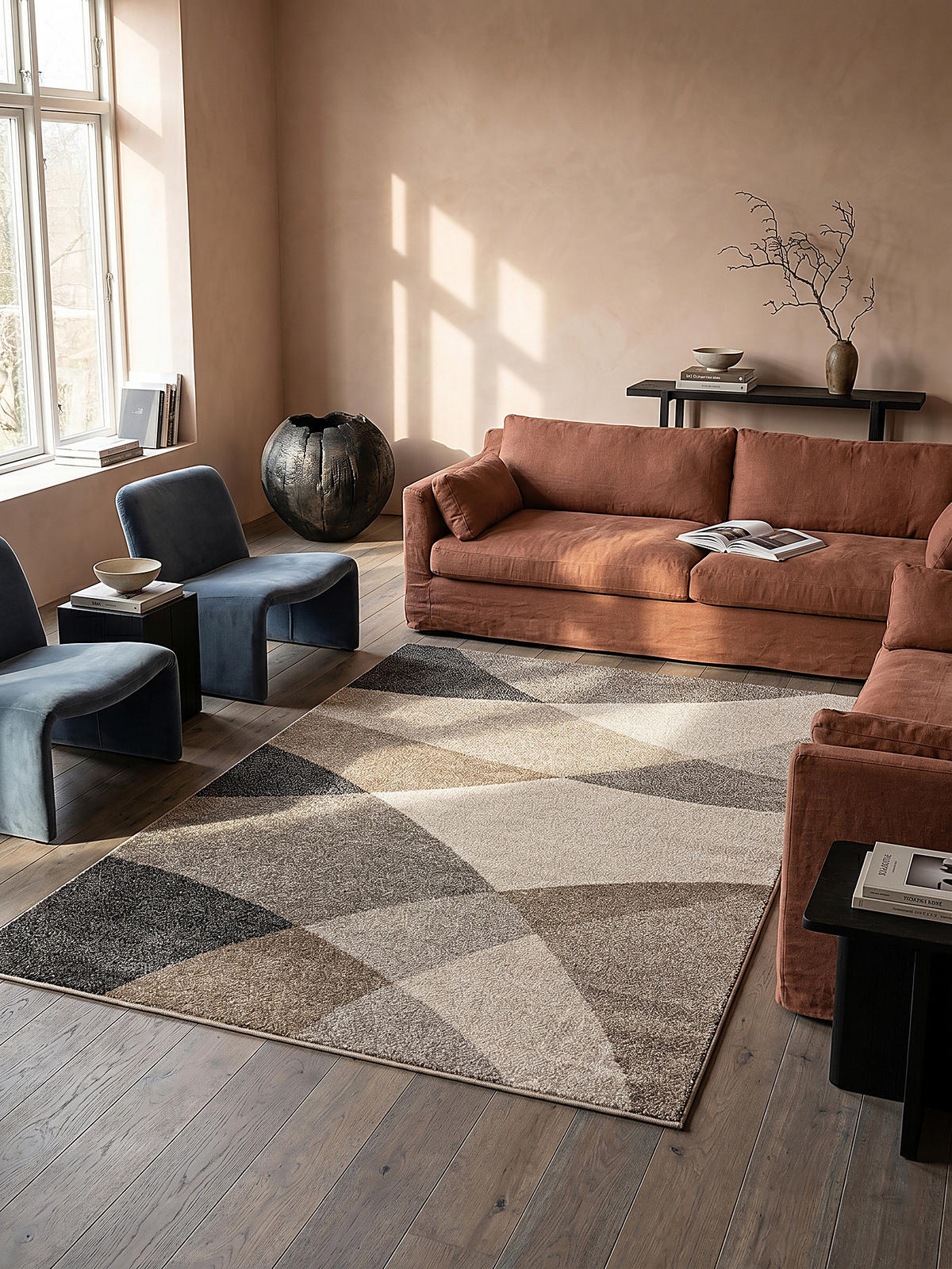 TEPPICH Niederflor Abstrakt THUR Polypropylen Grau 140 x 200 cm - Beige, Textil (140/200cm) - KADIMA DESIGN