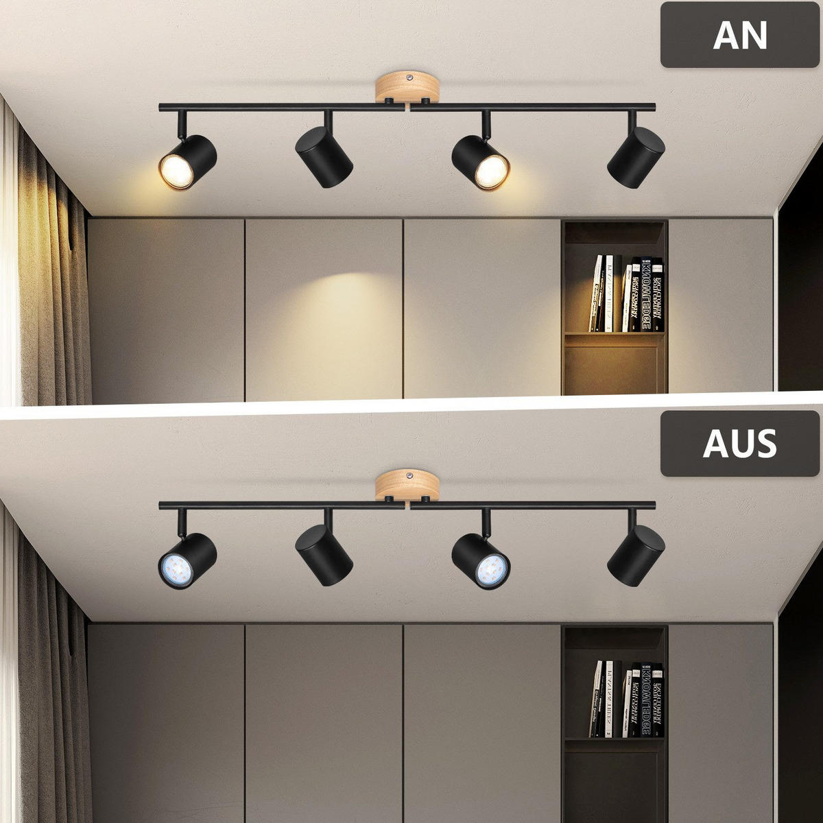 STRAHLER Hersfeld 4-flammig 71/6.5/16.5 cm - Schwarz, Metall (71/6.5/16.5cm) - Nettlife