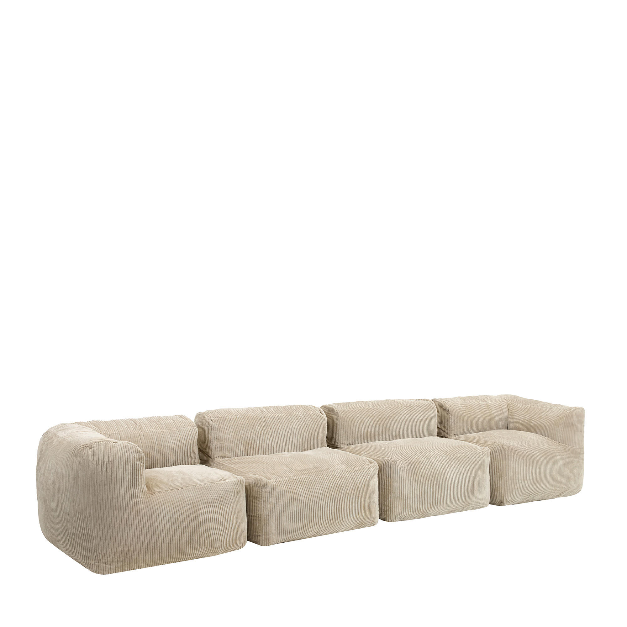 SITZSACK-SOFA 4-tlg. ZEN: 2 Ecksessel, 2 Sessel - Beige, Textil (500/68/100cm) - icon