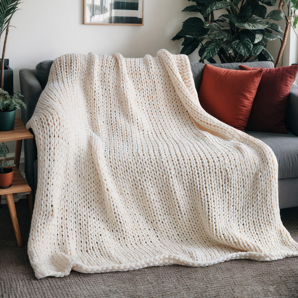 WEBDECKE LIAN - Farbe: Beige, Größe: 140 x 200 cm - Beige, Kunststoff (140/200cm) - Home Deluxe