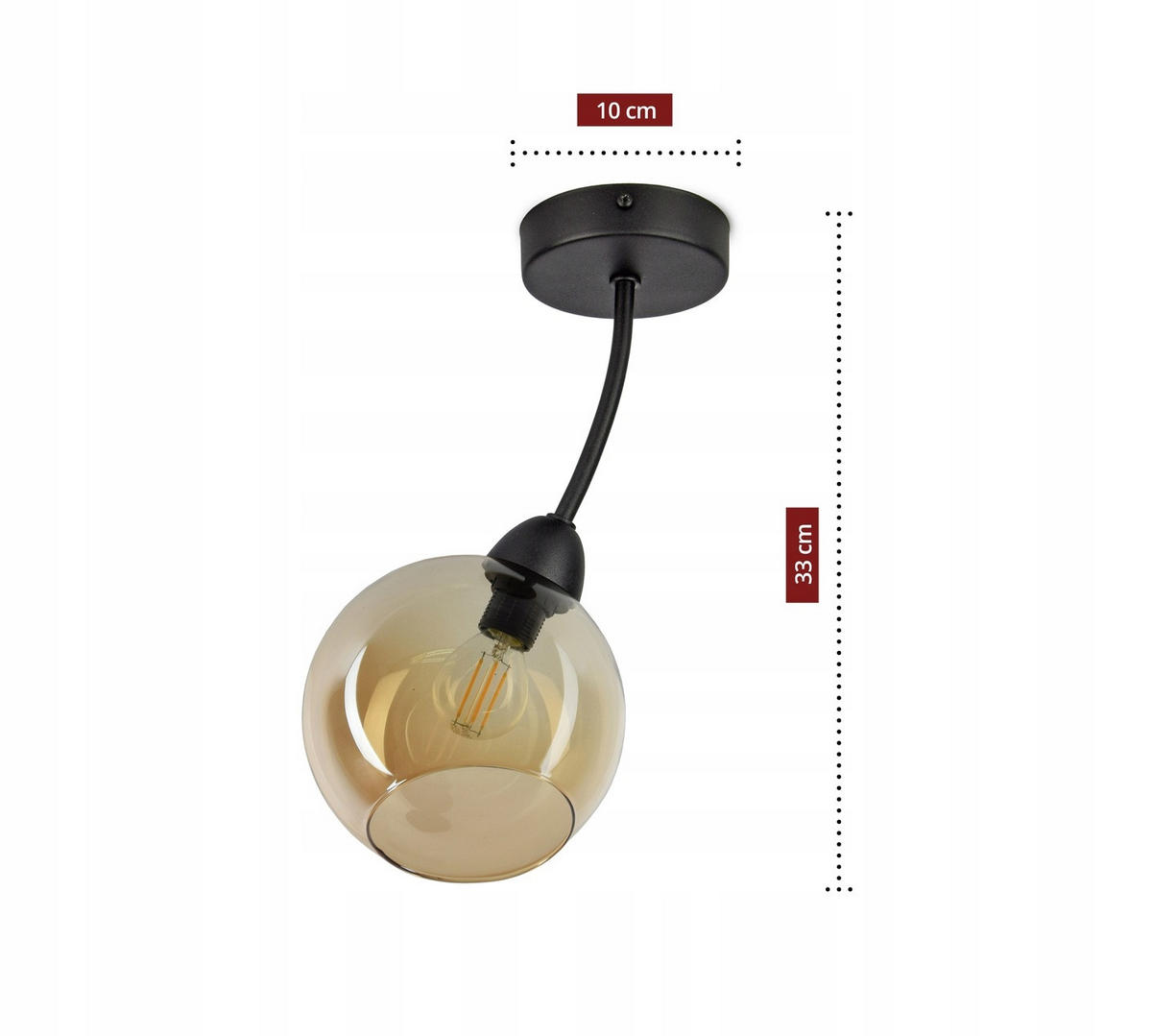 DECKENLEUCHTE Kogel - Transparent/Schwarz, Glas/Metall (15/15/33cm) - kiki design