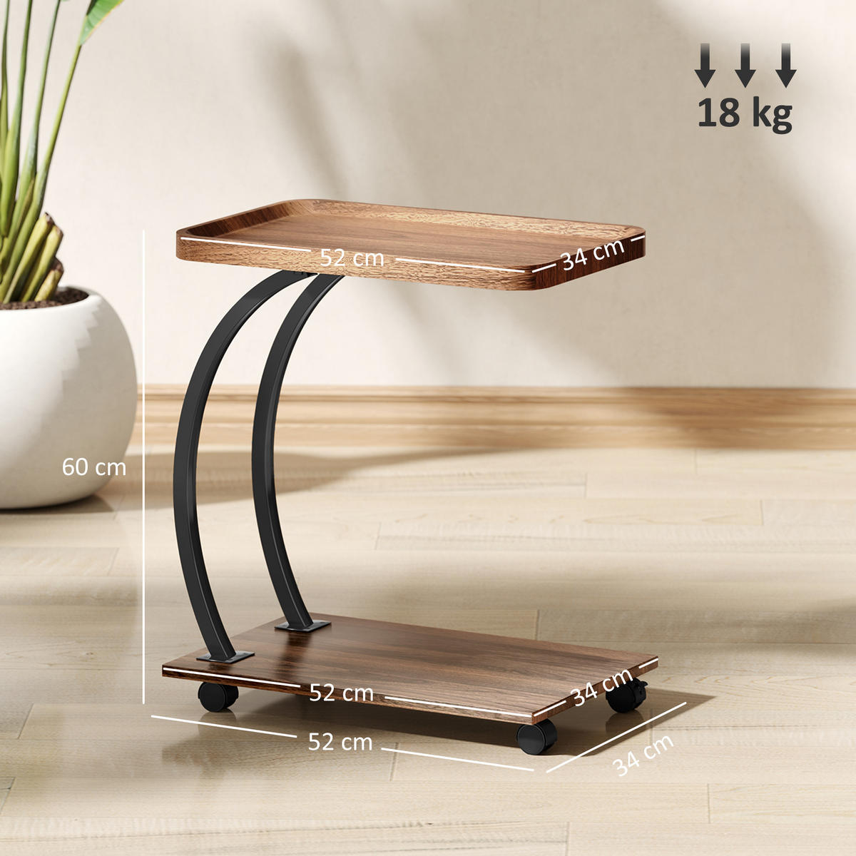BEISTELLTISCH Braun 1 Stück - Braun, Naturmaterialien (52/34/60cm) - GiPP