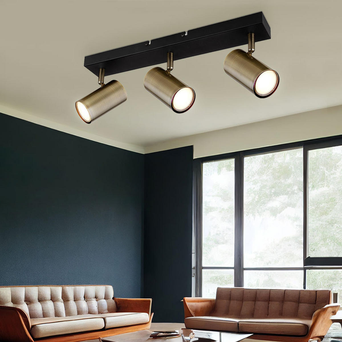DECKENLEUCHTE Robby Metall Messing - Messingfarben, Metall (41/6/120cm) - Globo Lighting