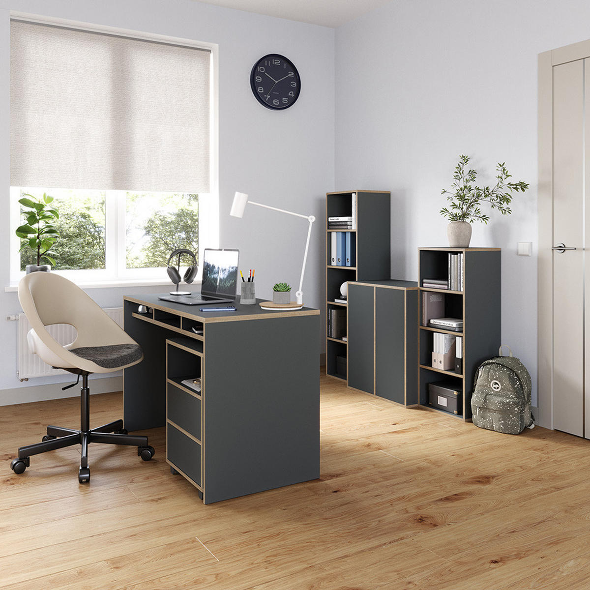 STĚNOVÁ POLICE Tetrix Antracit - antracitová/béžová, kompozitní dřevo (63/75/40cm) - Vicco