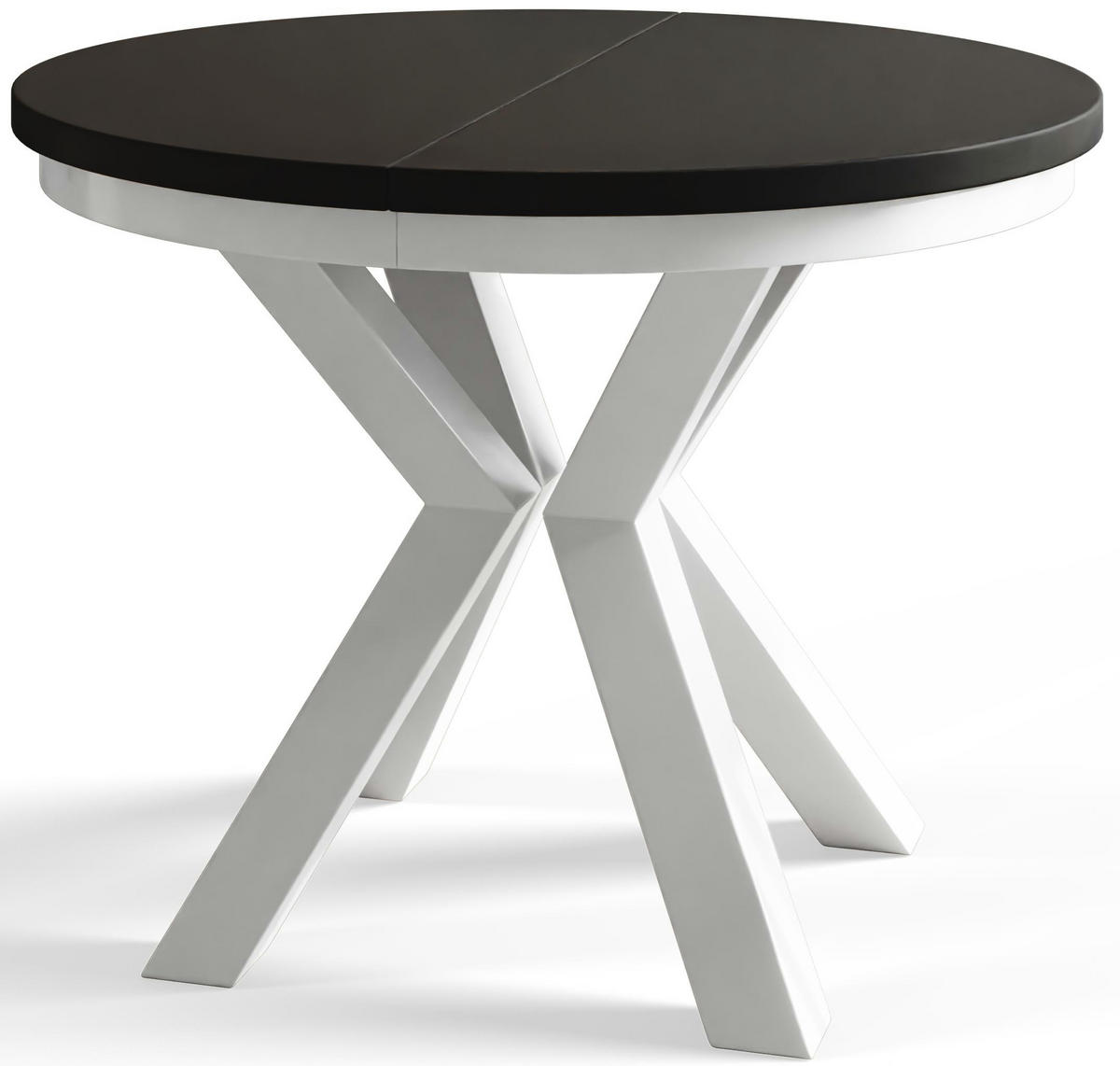 ESSZIMMERTISCH LOFT, ausziehbarer Tisch 120 cm/200 cm, Farbe: Schwarz, mit Metallbeinen in Farbe Weiß - Schwarz/Weiß, Holzwerkstoff (120/120/76cm) - Alpi-Möbel