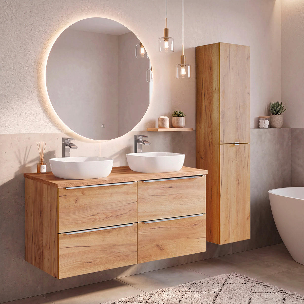 KOUPELNOVÝ NÁBYTEK 120.4cm duben 2er-Set Dřevo - hnědá, kompozitní dřevo (120.4/59/46cm) - Petits-meubles
