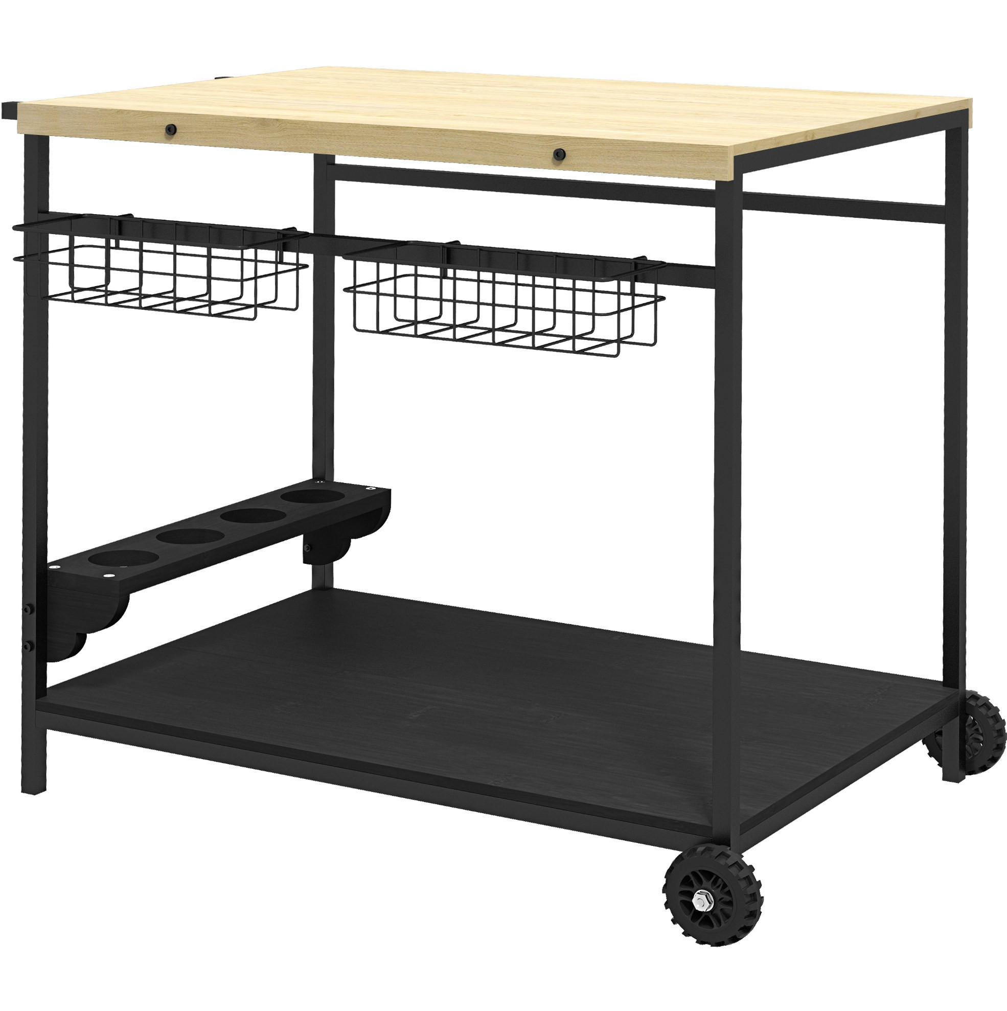 SERVIERWAGEN mit Stauraum 97,5 x 65 x 81 cm Naturholz - Naturfarben, Holz (65/81/97.5cm) - Beauniv