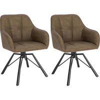 ESSZIMMERSTUHL 2er-Set, drehbar, Kunstlederbezug, Braun - Schwarz/Braun, Kunststoff/Metall (57/82.5/50cm) - Woltu