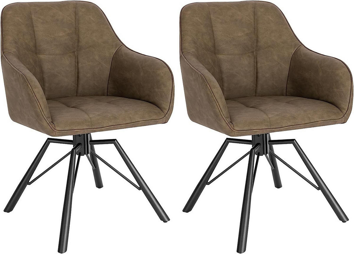 ESSZIMMERSTUHL 2er-Set, drehbar, Kunstlederbezug, Braun - Schwarz/Braun, Kunststoff/Metall (57/82.5/50cm) - Woltu