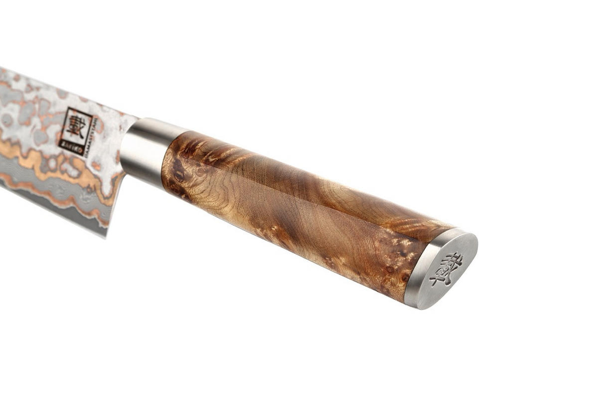 KIRITSUKE MysticMagma Damast - Braun, Holz/Metall (34cm) - Zayiko