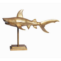 DEKOFIGUR Hai Aluminium 70 cm mit Sockel im maritimen Stil, Gold 70x27x49 cm - Goldfarben, Metall (70/49/27cm) - KADIMA DESIGN